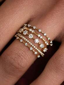 1 pièce Bague cubique en zircone élégante pour femmes pour mariage, fiançailles, anniversaire, fête, bijoux, cadeau de la Saint-Valentin - 1# - Voir 7