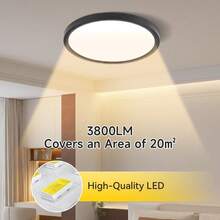 Đèn LED âm trần có thể điều chỉnh độ sáng, đổi 3 màu, nhiệt độ màu 3000K/4000K/6500K, đèn panel tròn, 220V, dễ dàng lắp đặt cho phòng tắm/phòng ngủ/phòng khách/phòng học/hành lang/tủ quần áo/nhà bếp/phòng nhỏ - Đèn trần mờ theo mã quay số - Xem 10
