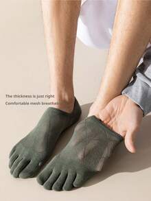 1/3/5 Đôi tất nam thoáng khí, lưới, không lộ ngón chân, tất thuyền năm ngón thoải mái, tất ngắn chống trượt, vô hình để mặc hàng ngày, tất cổ thấp kiểu dáng thường ngày với họa tiết lưới. - Nhiều màu - Xem 10