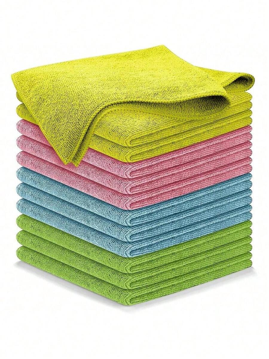 Microfiber Cleaning Cloth - 12Pcs 12.5x12.5 Inch High Performance - 1200 Washes, Ultra Absorbent Towels Grip Root Weave Grime & Liquid For Streak-Free Mirror Shine. - 多色 - 查看 1