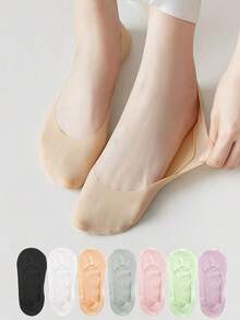 1/5/10 Pairs Women Anti-Slip Invisible Socks, Super Thin Breathable Ice Silk Low-Cut Casual Socks For Summer - Multicolor - View 2