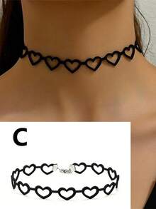 Women's Black Velvet Choker Necklace Set, Adjustable Gothic Lace Classic Choker Necklace, Suitable For Party, Cosplay, Christmas, Birthday Gift - Black - View 12