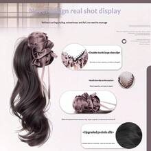 紫色缎面香蕉夹马尾假发爪夹长卷发假发辫子接发片 - 彩色 - 查看 4