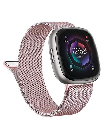 1pc Premium Stainless Steel Mesh Strap, Suitable For Versa 4/Versa 3 And Sense 2/Sense 1, Ultra-Thin Breathable Metal Replacement Band With Strong Magnetic Clasp, Adjustable Fashionable Wristband For Women And Men, Handcrafted Soft And Smooth, Smart Watch Band, Watch Accessory, Suitable As Birthday, Christmas, Back To School Gift For Friends And Family