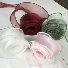 4卷波浪形缎带，适用于礼品包装、花束装饰、婚礼派对装饰、手工制作，柔软透明缎带，礼品包装用品，花束装饰，优雅缎带设计 - 查看 6