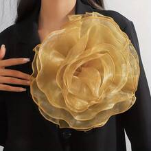 Elegante broche hecho a mano de 28CM con forma de rosa de encaje, Pin Floral exagerado francés a para mujer, regalo de joyas de LA9H - Negro - Ver 15
