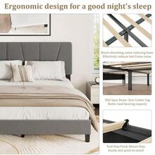 Meiyiu Platform Bed Frame With Fabric Headboard & Wooden Slats, No Box Spring Needed, Easy Assembly - Gray-queen - View 7