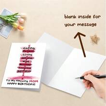 1PC Sweet "Amazing Mom" Birthday Card (With Envelope) - "To My Amazing Mom" Road Sign Illustration, Perfect For Mom/Birthday/Mother's Day, Loving Greeting Card - Multicolor - View 5