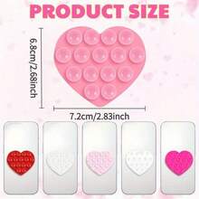 Paquete de 6 ventosas de silicona con forma de corazón multifuncionales de doble cara, accesorio para grabación de video y selfie de teléfonos móviles, fuerte adherencia, ventosas de teléfono móvil multifuncionales, regalo de boda y fiesta de cumpleaños - Multicolor - Ver 5