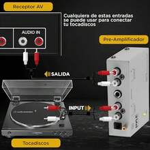Pyle - Preamplificador Phono Tocadiscos: minipreamplificador de fonógrafo estéreo de audio electrónico con entrada RCA salida RCA y funcionamiento con bajo nivel de ruido alimentado por un adaptador de corriente continua de 12 voltios PP444 - gris - Ver 5
