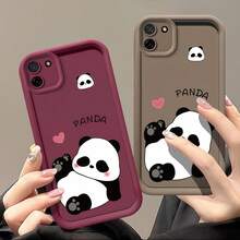 1pc Gradient Frame Dopamine Matte Cute Panda Heart Pattern Phone Case, Minimalist Design, Soft Cute Cartoon Style, Perfect Protection For Your Phone, Suitable For Honor X7/Galaxy A56 5G/ Smart 8/ Hot 40/Transsion Spark 30C/Spark Go 2024/ Note 14 5G/ E22/E22i/ A54 - Brown - View 6