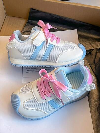 2026 Spring New Soft Bottom Comfortable Girls' Fashion Casual Lace Trim Sneakers, Children's Sports Shoes, Middle & Big Kids Running Shoes For School & Outdoor Wear