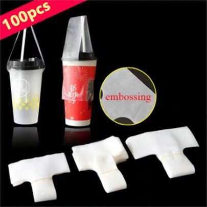 100pcs T-Shaped Plastic Bags, Disposable Transparent Single Cup Packaging Bags Suitable For Milk Tea, Coffee, Beverages, Party Supplies