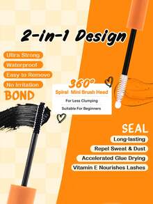 10ml Lash Glue & Sealant Set, Fast-Dry Strong Hold Eyelash Adhesive With Tweezers, Hypoallergenic Fragrance-Free DIY Lash Extension Tools For Perfect Cluster Lashes,Glue And Seal,Eyelash Bond,Lash Glue - 橘色 - 查看 4