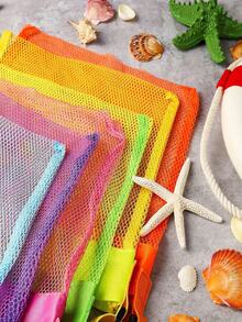Bolso de playa de malla - Correa para el hombro ajustable y plegable, ligero, adecuado para actividades al aire libre, picnics, recolección de conchas | Bolso de colores brillantes | Asa duradera, bolso de playa adecuado para niños, niñas, que se puede usar como accesorio de playa, natación, fiesta, regalo para amigos, artículos de viaje esenciales para damas - Multicolor - Ver 3
