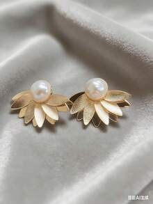 女士复古奢华优雅时尚耳环 - 金色 - 查看 1