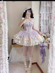 Lolita Outfit - 小芙碟紫jsk單裙子送飛機盒 - 查看 11