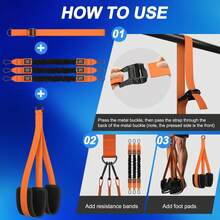 Pull Up Assistance Bands With Feet Straps - Adjustable Heavy Duty Resistance Bands Pull Up Bar Home Gym Fitness Strength Training - 橘色 - 查看 6