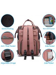 LEQUEEN 1pc Oxford Cloth New Mommy Bag, Casual Fashion Large Capacity Backpack, Multi-Compartment Maternity Diaper Bag, Suitable For Outdoor Travel And Storage - Multicolor - View 7