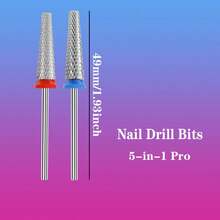 1pc 5 In1 Pro Long Nail Tungsten Steel Grinding Head, High-End Manicure Tool With Top Teeth, Shank Diameter 3/32inch - Multicolor - View 3