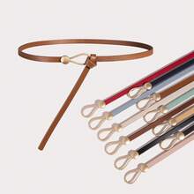 女士极简打结腰带 | 可调节PU皮革细腰带，适合搭配连衣裙、牛仔裤和西装外套 - 繩扣打結 - 查看 5