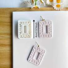 Bohemian Woven Texture Clay Cutter, Geometric Clay Earring Mold, Asymmetrical Polymer Clay Jewelry Cutter, Showcasing Fashionable Elements And Intricate Details, Suitable Tool For Handmade Earring Crafting - White - View 9