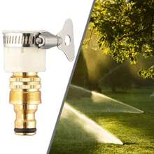 15-23mm Universal Brass Faucet Adapter, 3-In-1 Design (1 Male, 1 Female, 1 PTFE Thread), Metal Faucet Connector For Garden, Lawn And Car Washing, NPT/BSPT Thread, Easy Installation - Gold - View 9