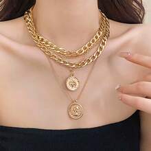 1 chiếc vòng cổ choker kiểu , dây chuyền mắt xích dày, nhiều lớp mặt dây chuyền hình đĩa và đồng xu dành cho nữ, trang sức thời trang cô dâu, vòng cổ thời trang, trang sức cưới. - Nhiều màu - Xem 6