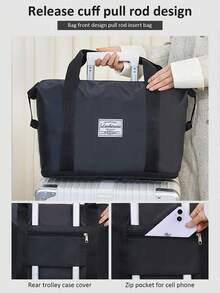 1 Stück verdickte schwarze Reisetasche, große Kapazität wasserdichte Umzugstasche, faltbarer Gepäckorganizer mit verstärkten Griffen, verschleißfeste Packtasche für Kleidung, perfekt für Reisen, Umzüge und Heimaufbewahrung, Studentenwohnheim - Schwarz - Übersicht 1