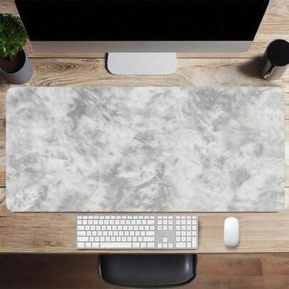 Alfombrilla grande para teclado de juegos, alfombrilla de ratón, alfombrilla para teclado de portátil, protector de escritorio - Patrón gris y blanco simple - Esta gran alfombrilla de ratón se puede usar como tapete de escritorio, tapete de estudio o tapete de teclado, adecuada para juegos, hogar y uso de oficina.