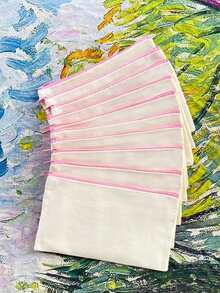 5/10/20/50 piezas Bolsas de lona en blanco para pintura DIY, impresión digital, manualidades. Adecuado para volver a la escuela, fiestas, decoración de eventos de spa, bolsas de regalo reutilizables, bolsas de cosméticos portátiles, juegos de maquillaje de viaje. Juegos de regalo expresivos para dibujar, almacenar bocadillos y regalos, bolsos y carteras lindos. - Beis - Ver 35