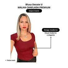 Women's Premium Ribbed U-NECK Blouse - Gỗ đỏ - Xem 4