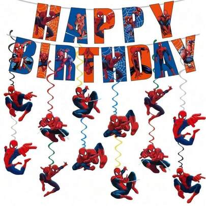 Spider-Man Themed Birthday Party Decorations, Spiral Hanging Decor, Birthday Party Supplies, Spider-Man Themed Birthday Party, Comic Theme Celebration, Independence Day, Graduation Ceremony Or Superhero Themed Birthday Party