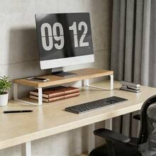 1pc Desktop Computer Monitor Stand, Adjustable Height Monitor Riser And Laptop Stand With Storage And Display Function, Suitable For Dorm Desk, Office Desk And Student Workstation, Effectively Organize Items And Improve Space Utilization - Rectangle - View 4