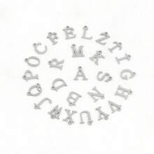 1 pieza Pulsera de hombre con inicial rectangular simple y plateada, pulsera de cadena cubana de acero inoxidable estilo punk - Plateado - Ver 4