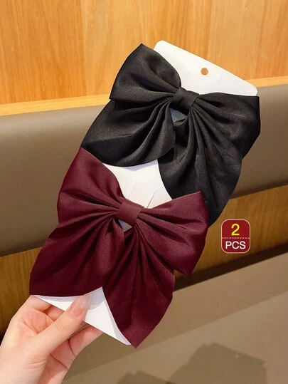 2 piezas Pinzas para el cabello con moño lindo en negro y rojo, adecuadas para accesorios de cabello de uso diario