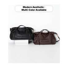 Large Capacity Handbag For Women, Elegant Top Handle Boston Bag With Premium Faux Leather, Chic Textured Commuter Satchel With Multi-Pockets, Fast Shipping From CA Fits Tablet - màu nâu - Xem 5