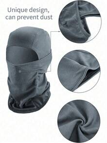 Máscara de esquí unisex tipo pasamontañas, bufanda de esquí resistente al viento, transpirable y con protección UV, color gris - Gris - Ver 4