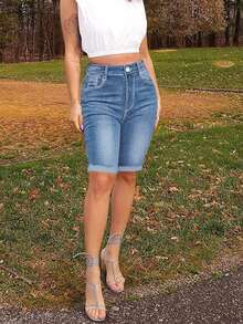 Women's Pocket Washed Stretchy Skinny Cycling Jeans - Giặt nhẹ - Xem 10