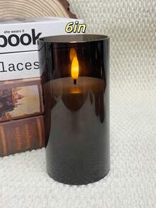 3pcs Black Flat-Top Flickering Acrylic Flameless Candles With 3D Wick, Battery Operated, Remote Control, Timer, Suitable For Home Decor, Bathroom, Study, Wedding, Garden, Autumn, Halloween, Christmas - Black - View 6