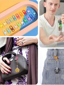 10/30/50/100个可旋转龙虾扣，用于制作钥匙扣、彩色挂绳钥匙扣、挂钩，适用于工艺金属钥匙扣夹、小型钥匙扣扣、珠宝制作配件、连接器和手工艺品。 - 彩色 - 查看 12