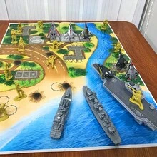 Aircraft Carrier Battle Plan, Cruiser, Frigate, Can Launch 6 Fighter Jets, Military Series Model Soldier Combination Set, Children's Christmas Gift - Black - View 4