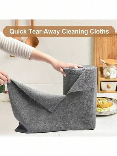 1 Roll, 4m Total Length, 20pcs Reusable Cleaning Wet Wipes, Household Kitchen Towel Roll, Dishcloth, Multi-Purpose Substitute, Suitable For Living Room, Bedroom And Kitchen Cleaning