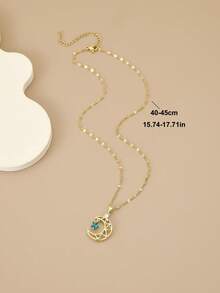1pc Fashion Cubic Zirconia Studded Star, Moon Stainless Steel Necklace For Women, Heart, Butterfly, Gold Jewelry, Stainless Steel Chain, Women's Jewelry, Summer Vacation, Beach Party, Eid Gift, Birthday Gift, Gift For Loved Ones - Multicolor - View 3