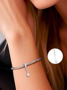 1pc 925 Sterling Silver Spoon Pendant Engraved With "Born To Stir Things Up", Unisex Punk Style DIY Jewelry Gift - Silver - View 4