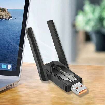WiFi 6 Driver-Free Dual-Band 5G Network Card, Bluetooth 5.4 Dual-In-One Design, 1300Mbps High-Speed USB Receiver, Plug And Play For Enjoying Ultra-Fast Network, Making Wireless Connection Of Computer More Convenient And Efficient.