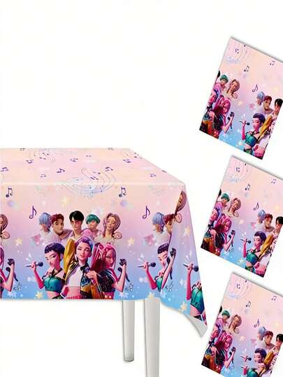 K-Pop Idol Theme Disposable Tablecloth, Girls Birthday Party Decorations