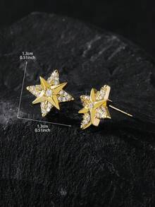 1 对/2 件时尚朋克 X 形耳钉，高铜品质前卫经典耳环，适合日常佩戴和派对、返校、万圣节、圣诞节礼物 - 金黃色 - 查看 17