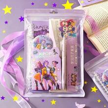 KPOP Witch Girl Group Stationery Set, Classroom Reward Learning Small Gift, Student Back To School Gift Box, Notebook, Eraser, Ballpoint Pen, Ruler, Bag Charm, Back To School Supplies - A5 - View 1