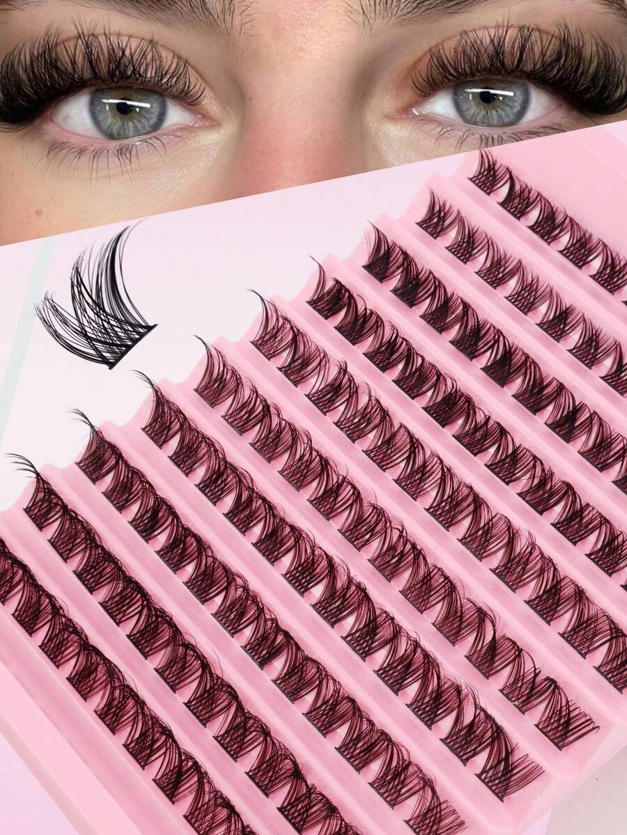 120 szt. puszystych, krzyżujących się rzęs z norek, gęsto podkręconych, wydłużonych końcówek rzęs, segmentowanych, o skrętach D, o dużej objętości i lekkości, miękkie sztuczne włosy z norek do codziennego makijażu DIY - Zobacz 1